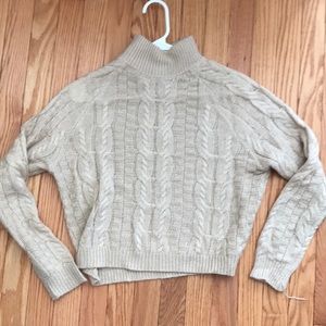 Cropped Turtleneck Taupe Sweater Size Small
